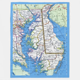 デラウェア メリーランド州 ヴィンテージ地図 フリースブランケット