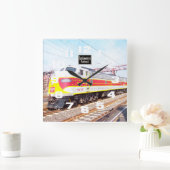 デラウェア・ラクカワと西部機関車808 スクエア壁時計 (ホーム)