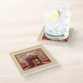 デラウェアAshland Red Covered Bridge on Cream ガラスコースター (アングル)