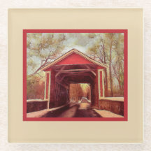 デラウェアAshland Red Covered Bridge on Cream