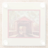 デラウェアAshland Red Covered Bridge on Cream ガラスコースター (裏面)