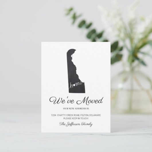 デラウェアChalkboard州マップ移動はがき 案内ポストカード (スタンド正面)