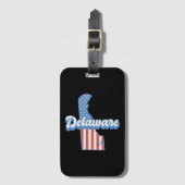 デラウェアUSA地図アメリカ国旗 ラゲッジタグ (正面縦)