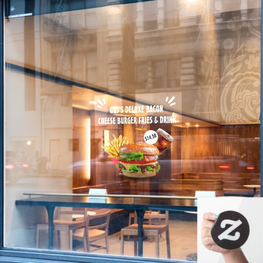 デラカスタマイズックスバーガーフライドリンクレストランSm ウィンドウサイン (カフェ窓)