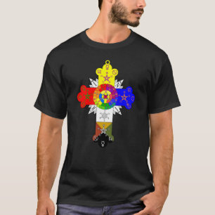 デラックスなばら色の十字のLamenのTシャツの人(黒) Tシャツ