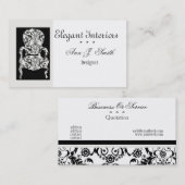 デラックスなインテリア・デザインのダマスク織パターンヴィンテージ 名刺 (正面/裏面)