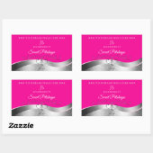 デラックスウェーブシルバーデコーホットピンクモノグラムラベル 長方形シール (シート)