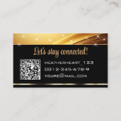 デラックスゴールデンブラックスパークルスターグラデーションズQRコード 名刺 (裏面)