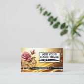 デラックスゴールデンラグジュアリーバラグラフィックQRコードとロゴ 名刺 (スタンド正面)