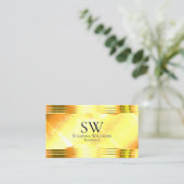 デラックスシメリーイエロー縁ど金ゴールド(モノグラム) 名刺 (スタンド正面)