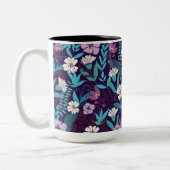 デラックスティール(緑がかった色)&ブルガンディフラワー ツートーンマグカップ (左)