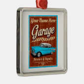 デラックスパーソナライズされたカーガレージ メタルオーナメント (右)