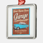 デラックスパーソナライズされたカーガレージ メタルオーナメント (左)