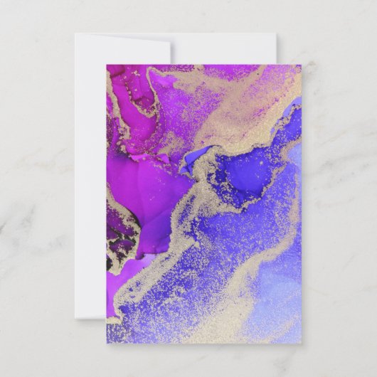 デラックスパープル金ゴールド抽象芸術ア結婚ート 出欠カード (裏面)