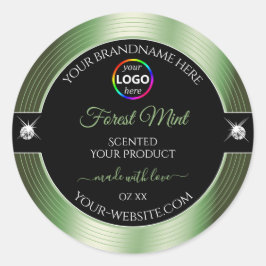デラックスブラックシャイニーフォレストグリーンロゴ製品ラベル ラウンドシール