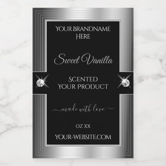 デラックスブラックシルバーシャイニーブリリアントプロダクトラベル フードラベル (シングルラベル)