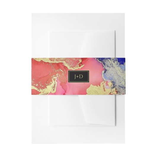 デラックスブラックパープル金ゴールドレッド結婚ズ 招待状ベリーバンド (正面例)