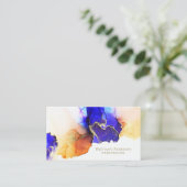 デラックスブルーオレンジユニーク金ゴールド名刺 名刺 (スタンド正面)