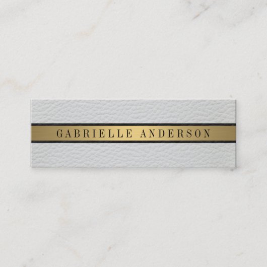 デラックスホワイトレザーブラック金ゴールドメタリックトリム スキニー名刺 (正面)