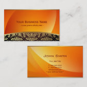 デラックス抽象芸術オレンジ&金ゴールドダマスコ名刺 名刺 (正面/裏面)