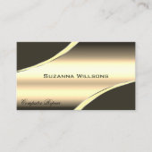 デラックス金ゴールドブラウン曲線デコールラインとQRコード 名刺 (正面)