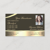 デラックス金ゴールドブラウン曲線デコールラインロゴ写真 名刺 (裏面)