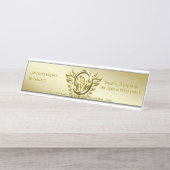 デラックス金ゴールドリングや輪イーグルテーマのための投資バンカー デスクネームプレート (正面)