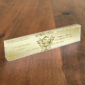 デラックス金ゴールドリングや輪イーグルテーマのための投資バンカー デスクネームプレート (側面)