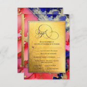 デラックス金ゴールド抽象芸術インクアートウェディングRSVPカード 出欠カード (正面/裏面)