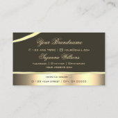 デラックス金ゴールド茶色の曲線デコールラインきらめく 名刺 (裏面)