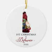 デラパーソナライズされたウェアDEでのフローラ第1クリスマス セラミックオーナメント (正面)