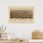 デランドフロリダ1884アンティークパノラママップ ポスター (キッチン)