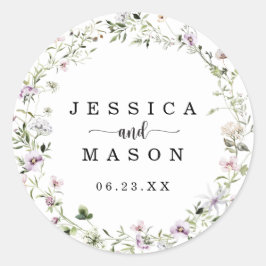 デリケートお洒落ワイルドフラワー結婚式の引き出物 ラウンドシール
