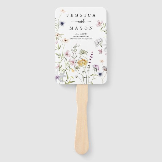デリケートお洒落ワイルドフラワー結婚式 プログラムファン ハンドファン (正面)