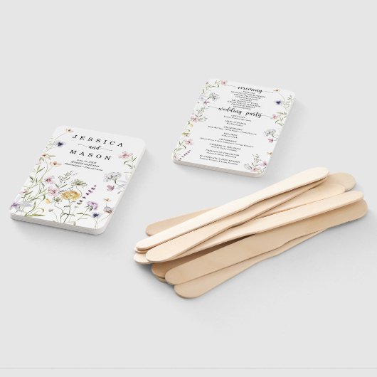 デリケートお洒落ワイルドフラワー結婚式 プログラムファン ハンドファン (組立なし)