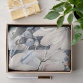 デリケートかわいらしパステルブルーウォーターカラー花模様 薄葉紙 (ギフト)