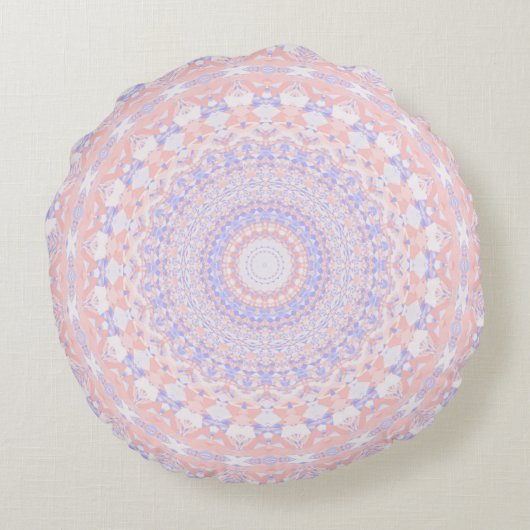 デリケートかわいらしパステル抽象芸術マンダラ ラウンドクッション (裏面)