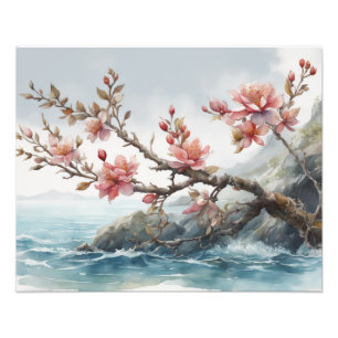 デリケートさくらんぼ花水彩絵画の魅力 フォトプリント