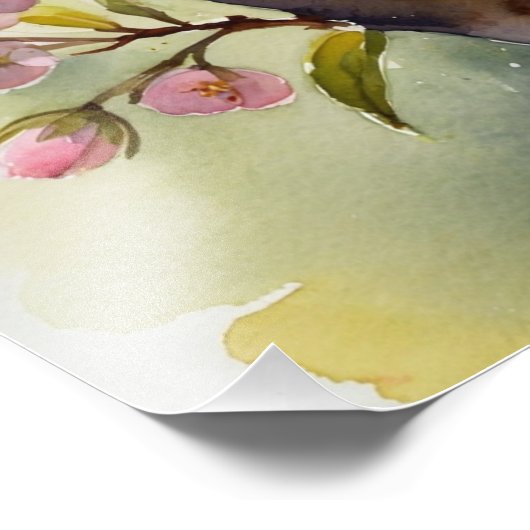 デリケートさくらんぼ花水彩絵画の魅力 フォトプリント            (角)