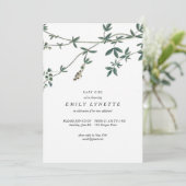 デリケートつる植物図解入りの、写真付きのベビーシャワー招待状 招待状 (スタンド正面)