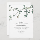 デリケートつる植物図解入りの、写真付きのベビーシャワー招待状 招待状 (正面/裏面)