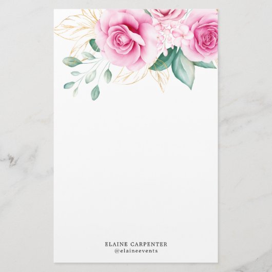 デリケートなガーデンフローラモノグラム文房具紙 便箋 (正面)