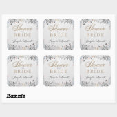 デリケートなガーデンブライダルシャワーシール スクエアシール (シート)