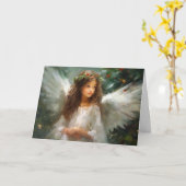 デリケートなクリスマスエンジェルクリスマスカード カード (黄色い花)