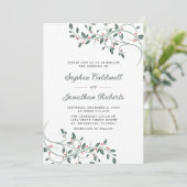 デリケートなクリスマスボタニカルQRコード結婚ズ 招待状 (スタンド正面)