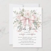 デリケートなコケット弓ベビーシャワー 招待状 (正面)
