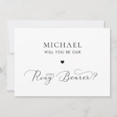 デリケートなスクリプトとハートリングや輪ベアラ提案カード 招待状 (正面)