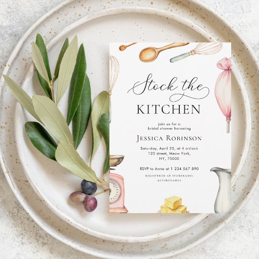 デリケートなスクリプトストックザキッチンブライダルシャワー 招待状