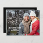 デリケートなスクリプト日付はがきを保存 案内ポストカード (正面/裏面)