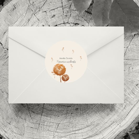 デリケートなタンポポ私たちのハートで ラウンドシール